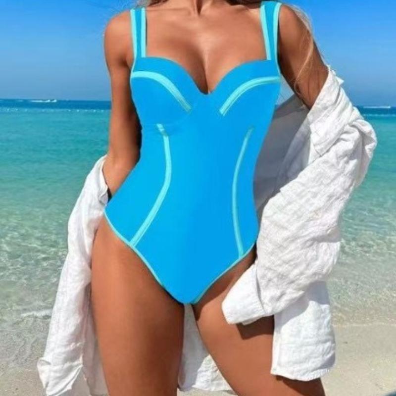 Women’s High-Waist Monokini Bathing Suit One-Piece Swimsuit, Modest Tummy-Control Slimming Beach Swimwear