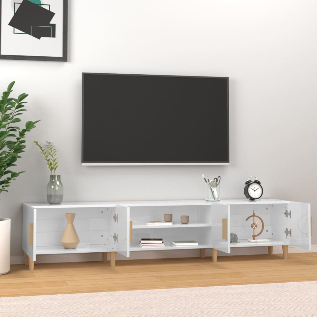 Glossy White TV Cabinet 180 x 31.5 x 40 cm Engineered Wood