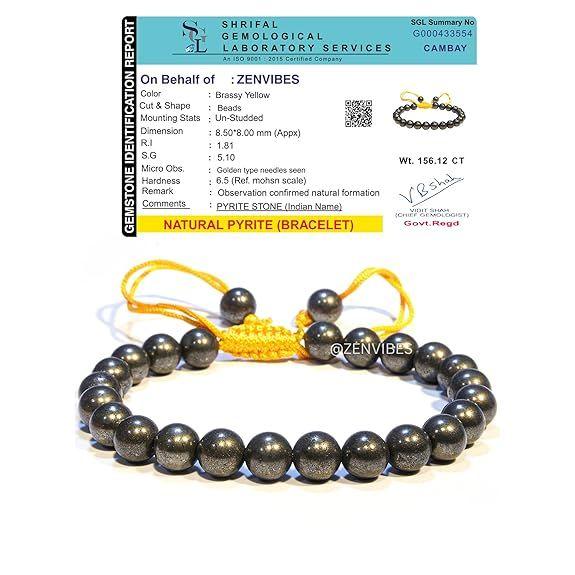 Zenvibes Pyrit-Armband | Rohes Echtheitszertifikat | Zieht Geld an und stärkt das Selbstvertrauen |
