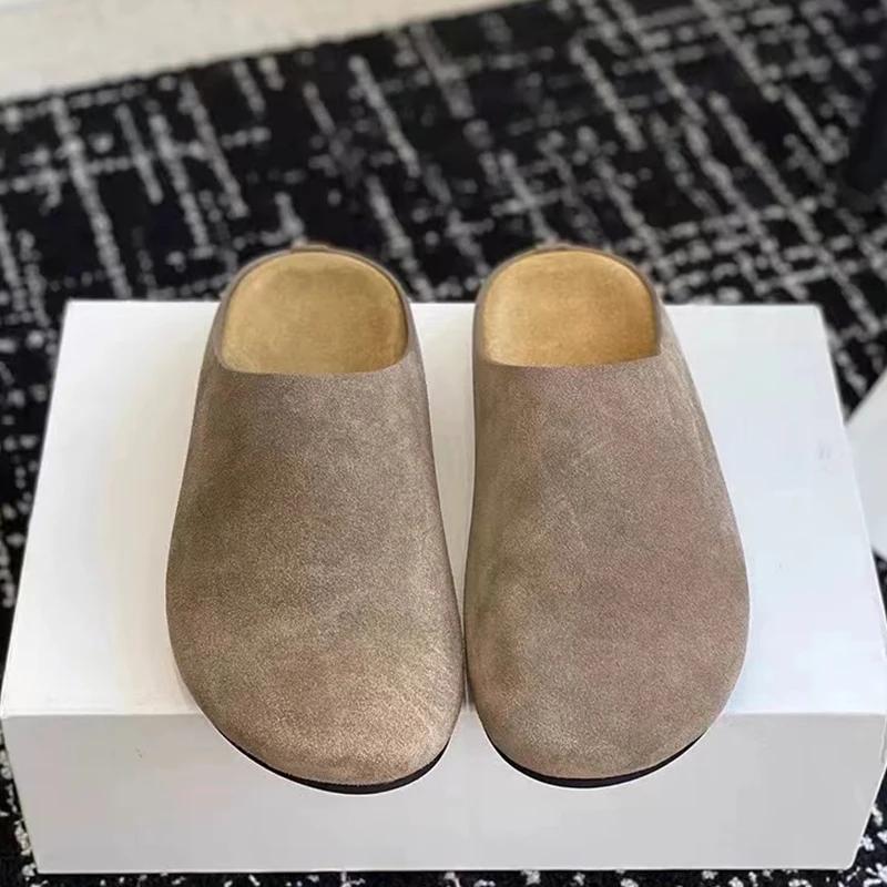 

Туфли-лодочки Мюли Женские замшевые тапочки с открытой пяткой Модные сандалии Новые уличные пляжные шлепанцы Повседневные удобные женские сапатиллы 37