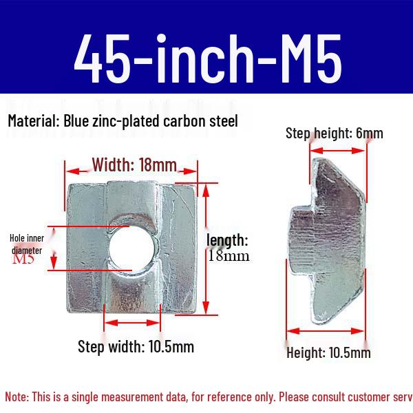 European Profile T-nut: Square T-slot Slider, Types 20/30/40/45, Sizes M3-M8
