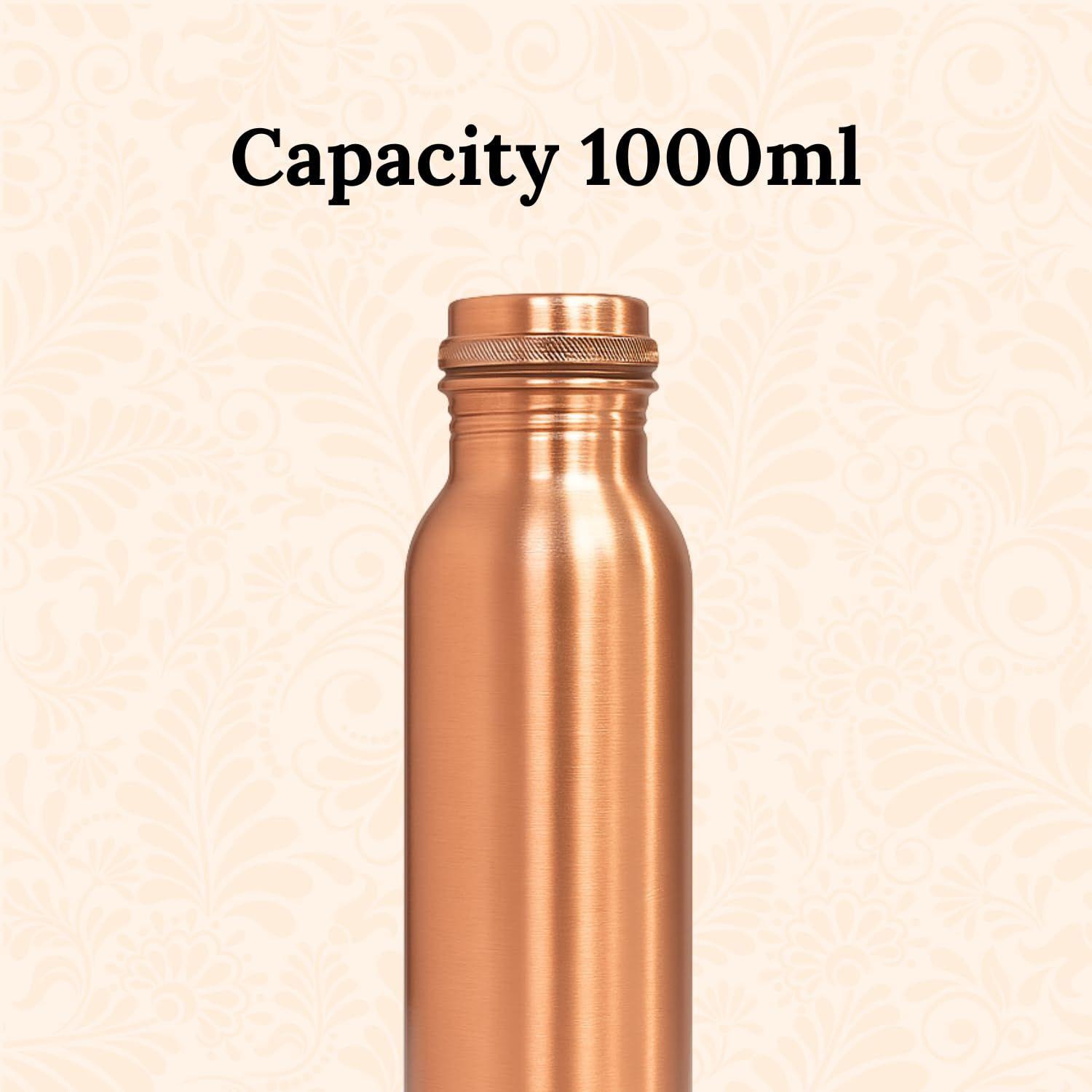 

Pure Copper Water Bottle 1L | Ayurvedic Pure Copper Water Bottle with Leakproof Lid | 1L Water Bottle for Office & Gym (Copper Plain)