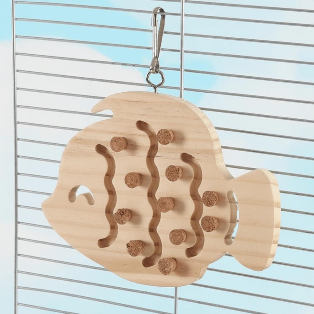 

Wooden Parrot Puzzle Toys Bite Resistant Block Cork Bird Perch Stand Durable Wear-Resistant Parrot Cage Molar Toy