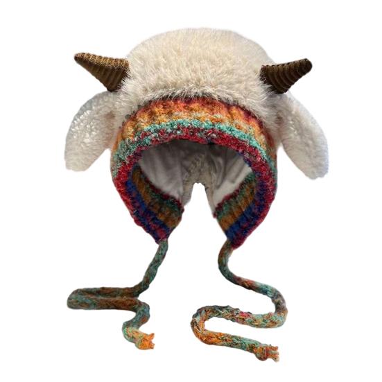 

Kids Hat Penguin Design Knitted Winter Hat Thickened Warm 2 in 1 Autumn Winter Knitting Hat Convertible Tote Bag Sheep чёрный