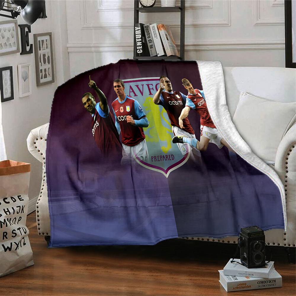 Aston Villa Fc Crest Flannel Blanket, Soft Polyester, Modern Design, All-Season for Camping, Travel, Gifts for holidays or birthdays
