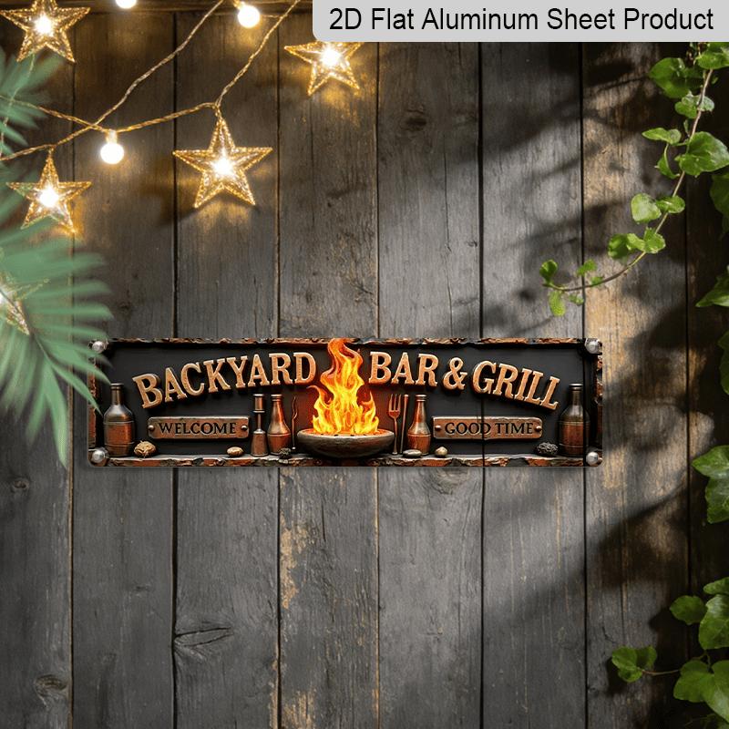 2D Flat, 1pc Vintage "Welcome Come Hither" Aluminium Decorative Sign - Rustic BBQ & Bar Decor Plaque with "Welcome To Come Good Times" Phrase for