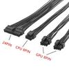 Mainboard Power Supply Extension Cable Kit 24Pin GPU 8Pin PCIE 6+2Pin CPU 8Pin 18AWG Power Cord Comb Holder