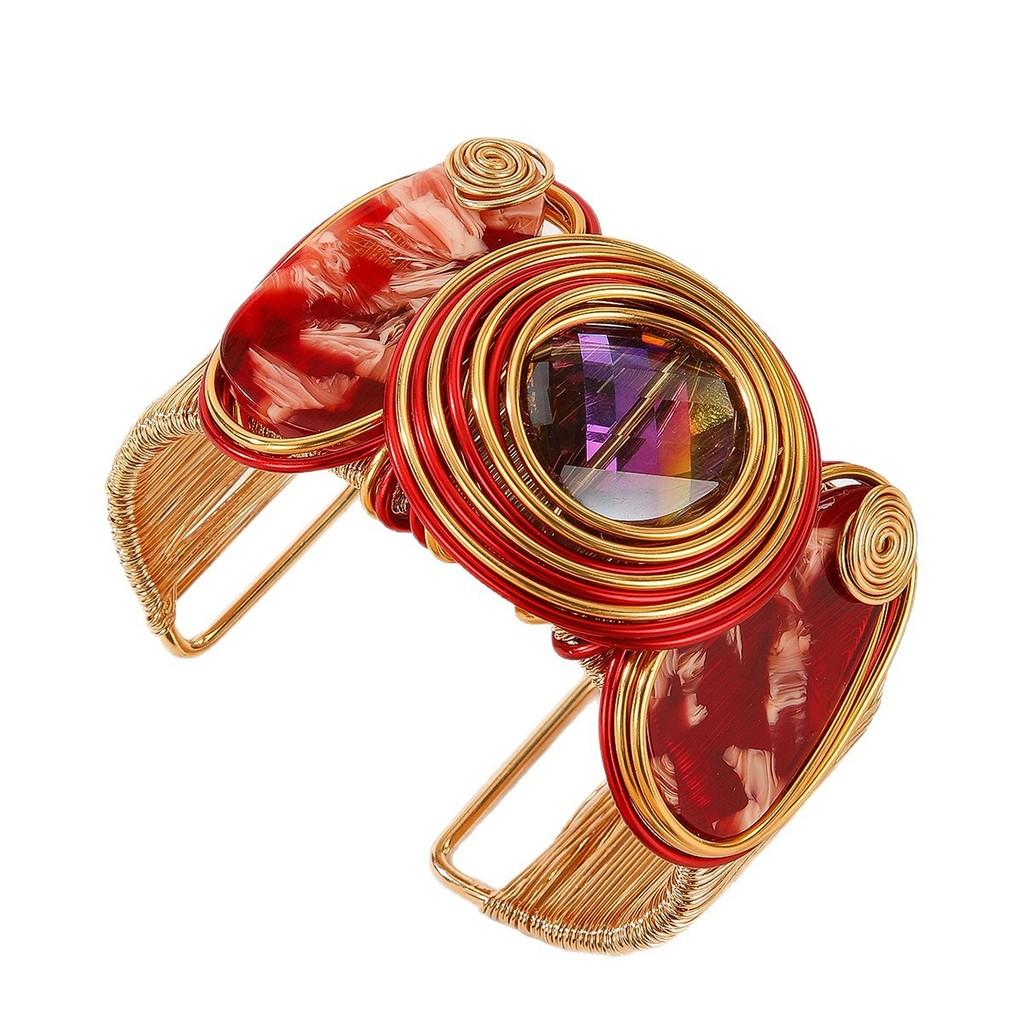 Bracciale Aperto Largo Stile Europeo con Metallo Galvanizzato per Accessorio Moda Donna