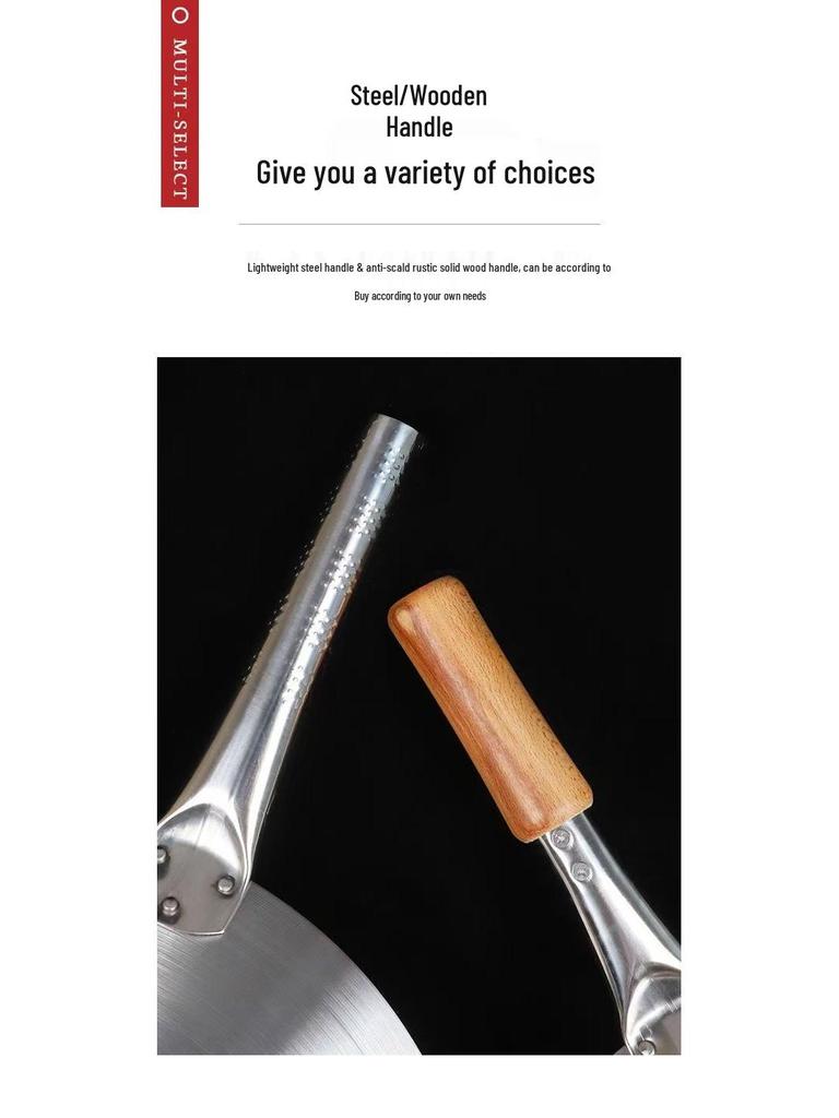 Pogrubiony Wok ze Stali Nierdzewnej Odporny na Rdzę, Niepowlekany, Komercyjny, Okrągłe Dno