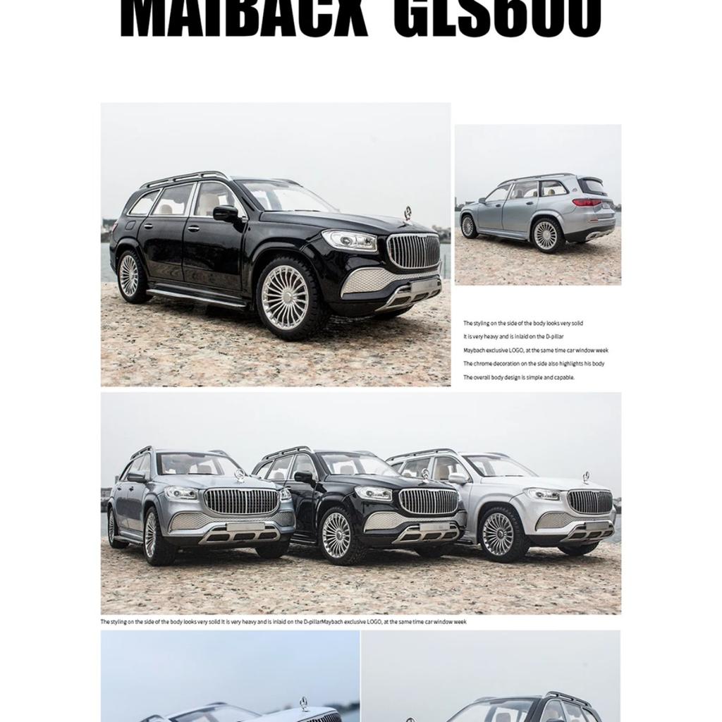 1/24 BENZ Maybachs GLS-klasse GLS600 Legeringsbilmodell Støpte metallleketøybilmodellsamling Lydlys Simuleringsbil Leker til barn Gave