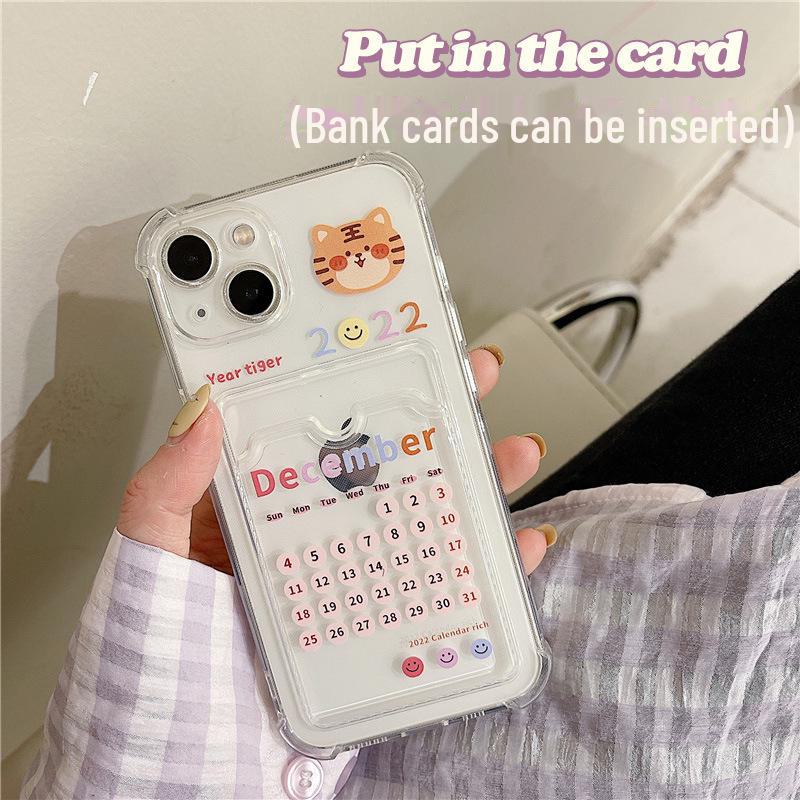Husă portcard Zhitai Calendar Tigru Anul Nou iPhone 16, Compatibilă cu iPhone 15 Pro și 8 Plus, Design Transparent