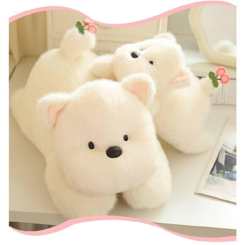 Adorable Cherry Westie Plush Toy For Kids Fluffy Soft Companionship Gift