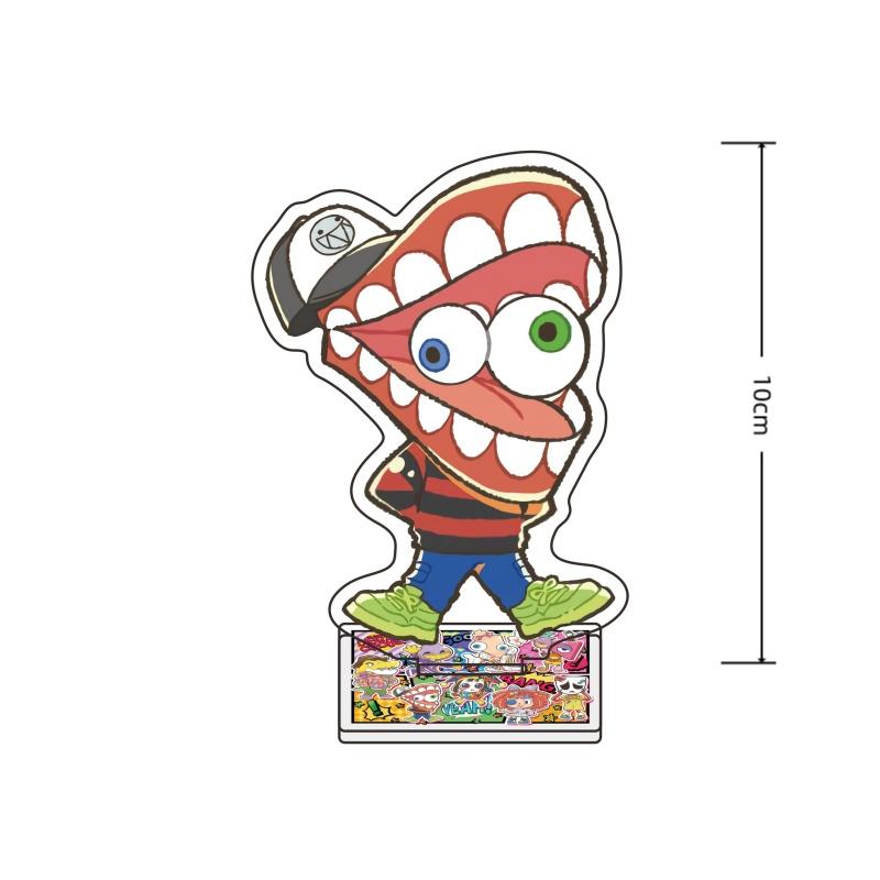 Digital Theme Cartoon Acrylic Stand Keychain Purple Bunny Red Nose Clown Desk Decor Cute Collectible Toy Gift for Fans