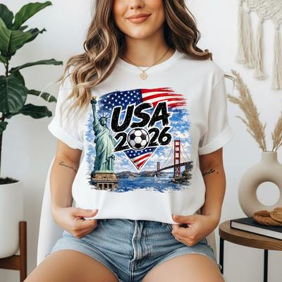 USA 2026 Personalizzata, Maglia da Calcio Mondiale, Maglietta da Tifoso di Football Americano con Bandiera USA, Maglia da Sostenitore di Football Americano USA, Regalo per Tifoso di Calcio Canada USA Messico
