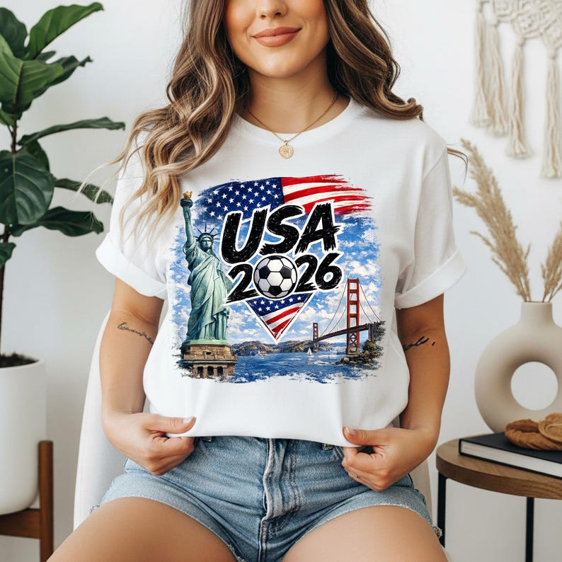 USA 2026 Custom, World Football Shirt, USA Flag Football Fan Tee, USA Football Supporter Shirt, Canada Usa Mexico Soccer Fan Gift XL