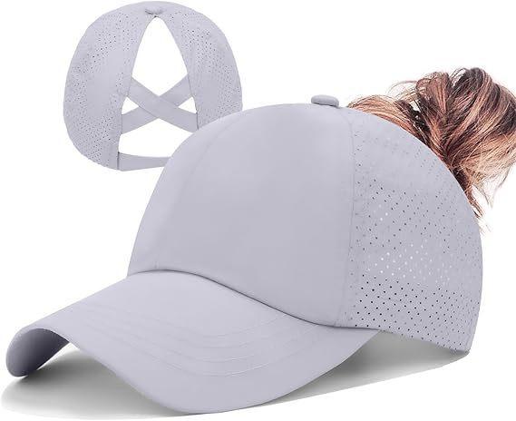1Pc Womens Criss Cross Ponytail Baseball Cap Adjustable High Messy Bun Ponycap Quick Drying Hat,Unisex Quick Drying Trucker Hats