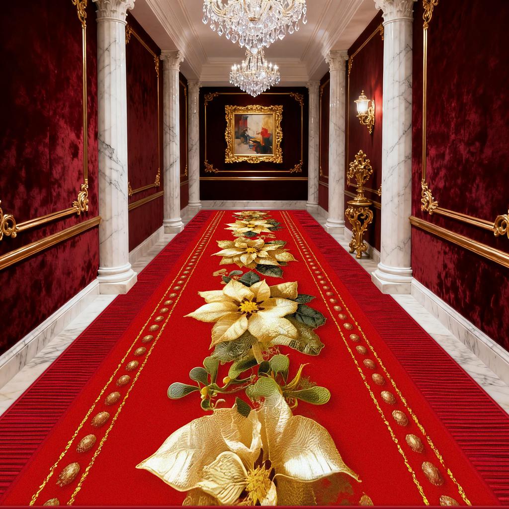 Hallway Carpet Golden Flower Red Hall Carpet Path To Floor in The Corridor Runner Rug Doorway Kitchen Aisle Mat Size