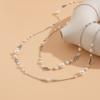 2Pcs/Set Pearl Design Long Chain Necklace Double Layers Layered Necklace  Personalized Trend