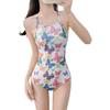 Years of Students Less Competitive Sports Style One-piece Swimsuit Sexy Back Covering Belly Skinny Sweet Print