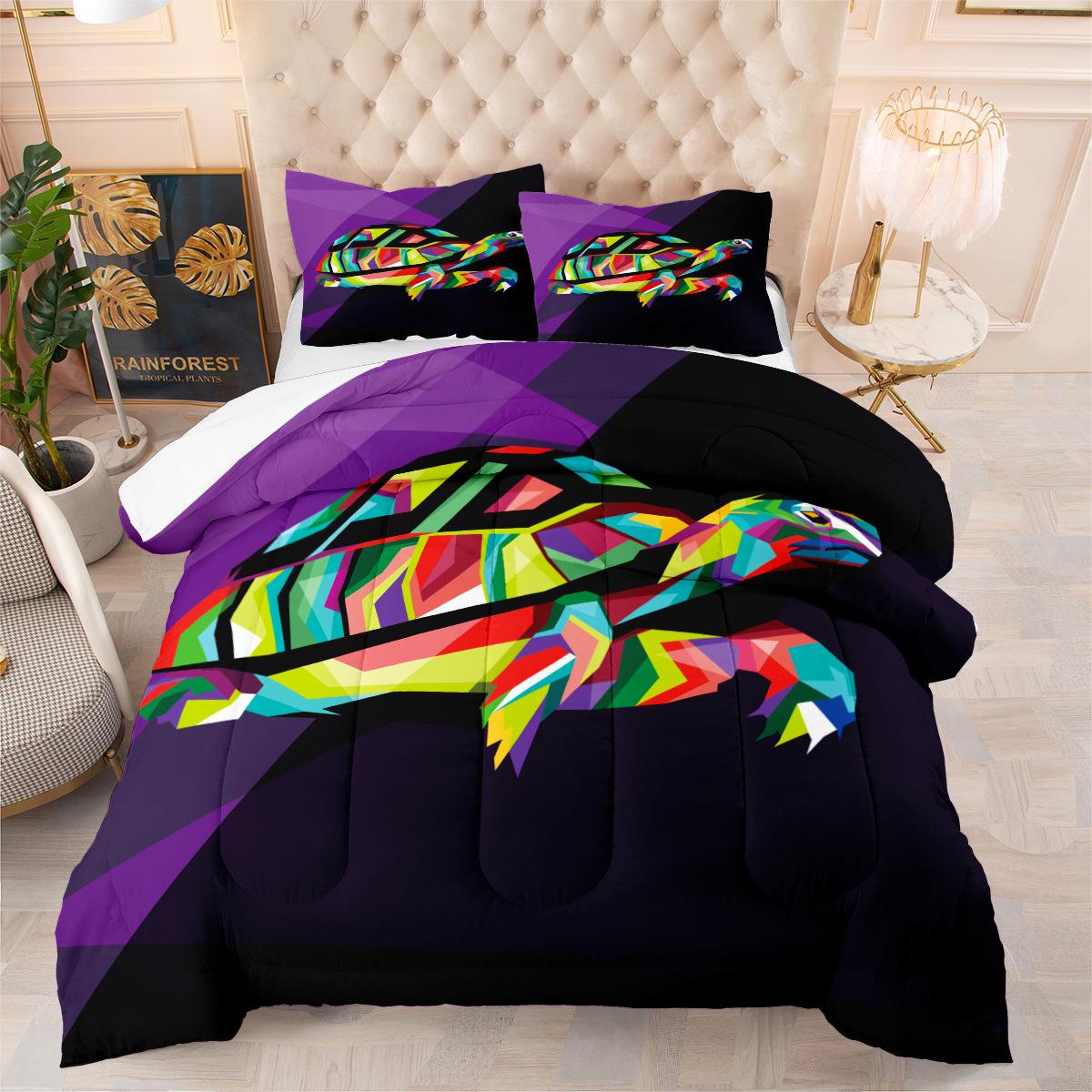 Colorful Sea Turtle Digital Print Comforter Set - 3 Piece Bedding Set 140*200cm