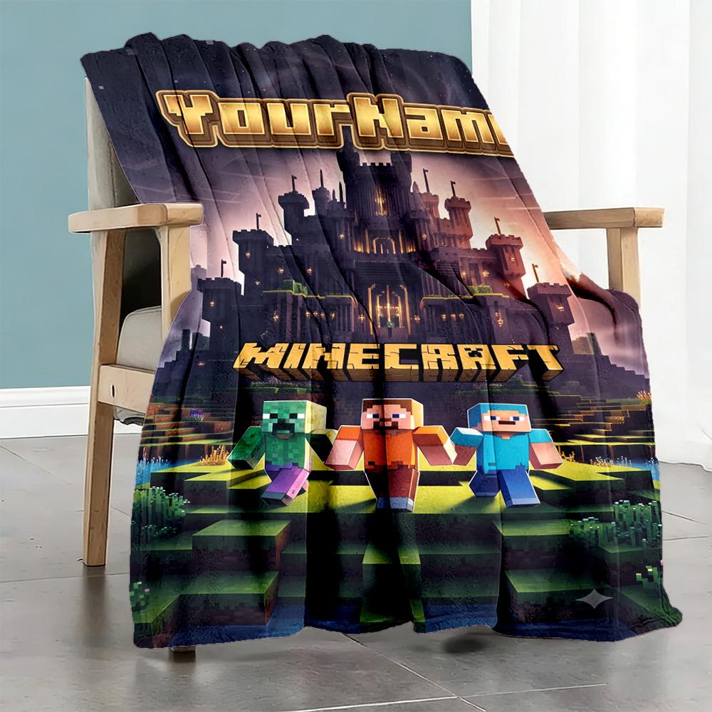 Minecraft 33 Customize Your Name Blanket Cozy Personalized Blanket Ultra-Soft Suitable for Sofa Picnics Office Bed Four Seasons Multipurpose