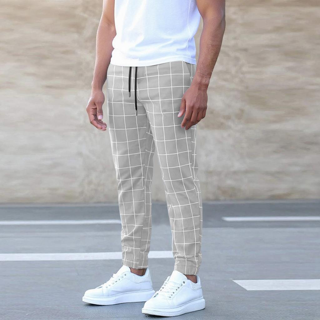 Pockets Pants For Men Drawstring Elastic Waist Long Trousers Color Leisure Basic Pants Classic Trousers