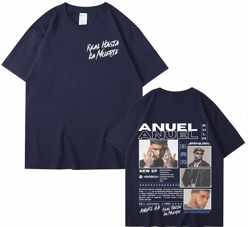 Rapper Anuel AA Real Hasta La Muerte Tour 2025 Cover T Shirt Unisex Hip Hop Tshirt Tops Short Sleeve Oversized T Shirts Streetwear