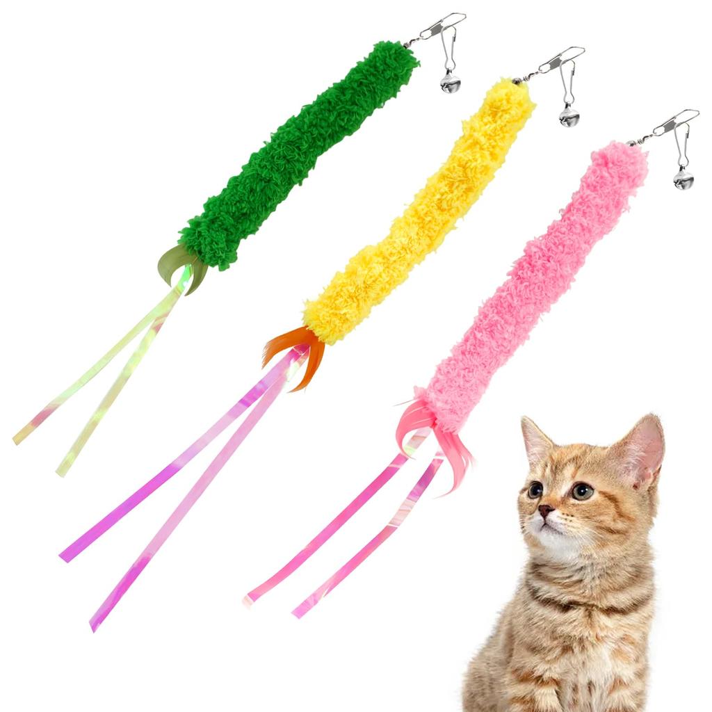 SONGWAY Cat Toy, Cat Teaser, Feather Cat Toy, Shrimp Tempura, 3 Replacement Pieces