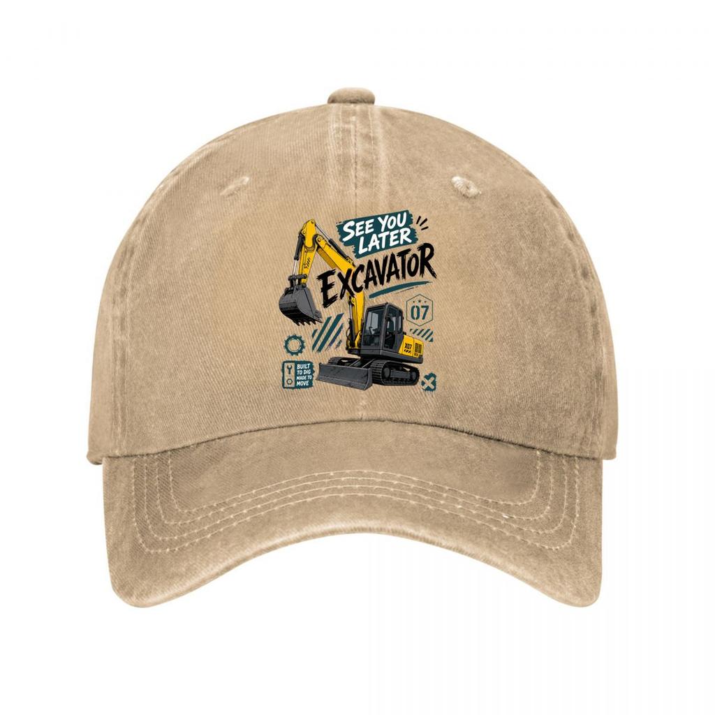 Excavator Quote Bold Art New Vintage Washed Cotton Baseball Cap Sun Hats