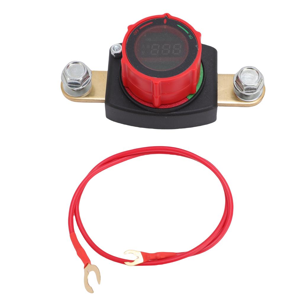 Batteriehauptschalter mit Spannungsanzeige, Drehknopfverstellung, Batterie-Ausschalter, Isolator für Wohnmobil, LKW, Auto, Yacht