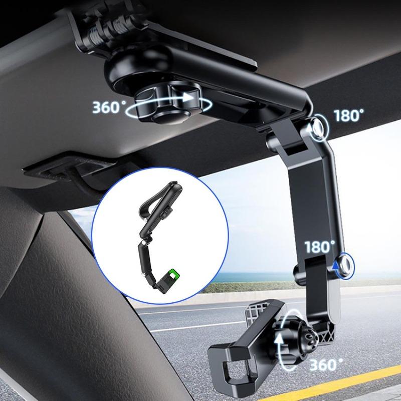 1Pc Sun Visor Car Phone Holder Multifunctional 360°Rearview Mirror Phone Holder Portable Car Sunshade Phone Holder Accessories