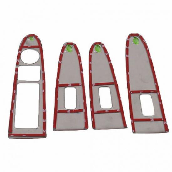 For Kia Sportage R 11-2016 Silver Steel Window Lock Lift Panel Frame Trim 4pcs