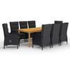 VidaXL 9-Piece Garden Dining Set Table and Patio Dining Chairs Outdoor Dining Furniture Furniture 3067870
