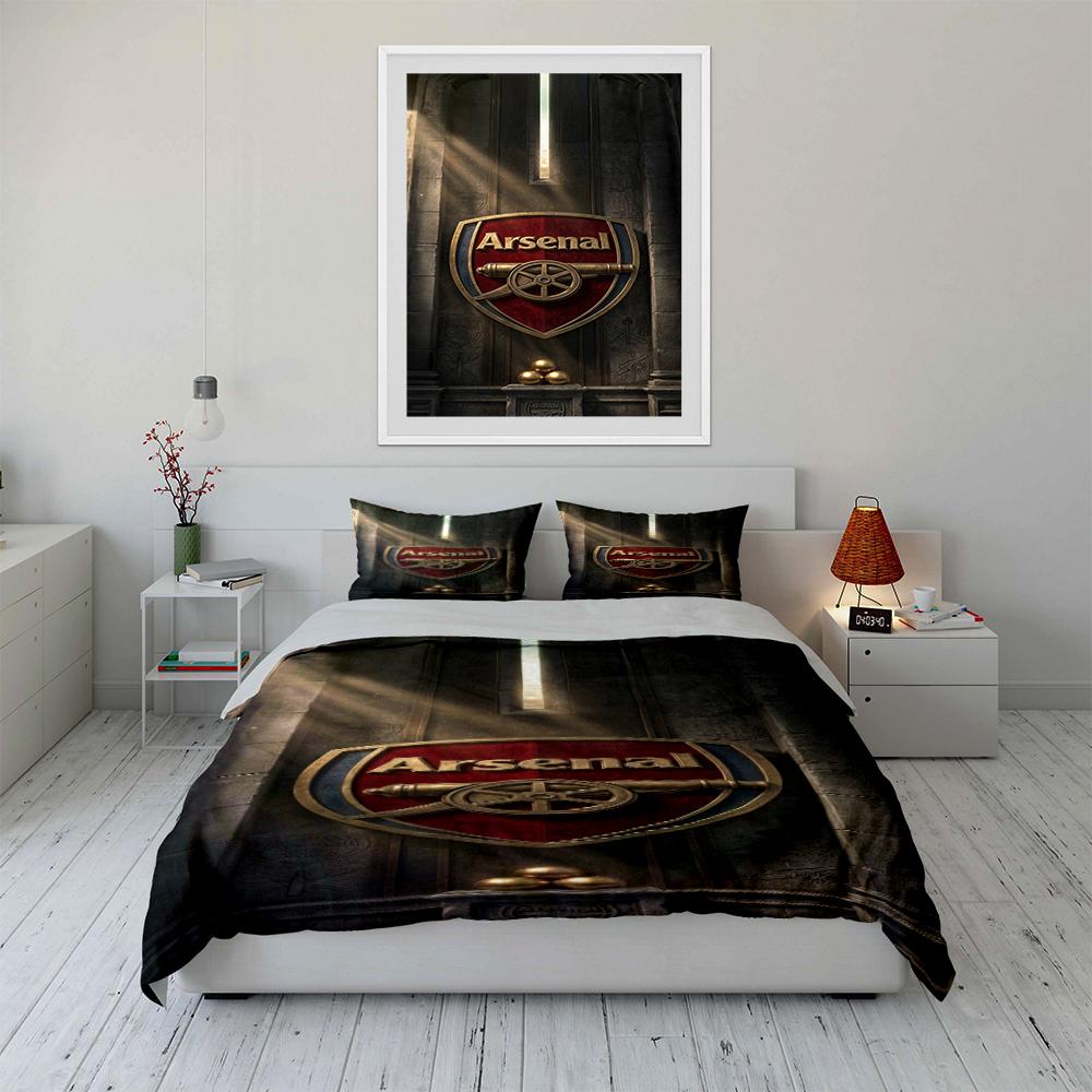 Arsenal Logo Bedding Set Bedding Set (1 Duvet Cover, 2 Pillowcases, Duvet Not Included)