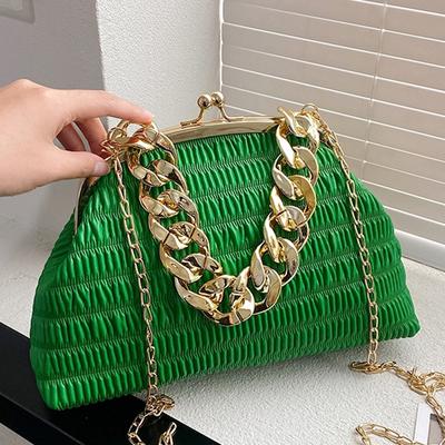 New Simple Pleated Bag Women's Retro Shell Chain Messenger Bag Trendy Fashion Shoulder Women's Bag