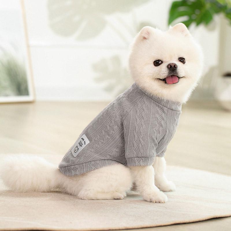 

Classic Puppy Dog Knitting Sweater Winter Warm Pet Clothes for Small Dogs Cats Vest Pet Clothing Apparel French Bulldog Costume XS（old） серый