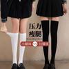 Gold Socks + Women'S Steel Wire Mask Knee Socks Calf Socks Black White Solid Color Pressure Socks Student Socks Thin