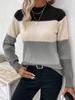 Colorblocking Pullover Damen Rundhals Langarm Strickpullover Lässiges Vielseitiges Oberteil