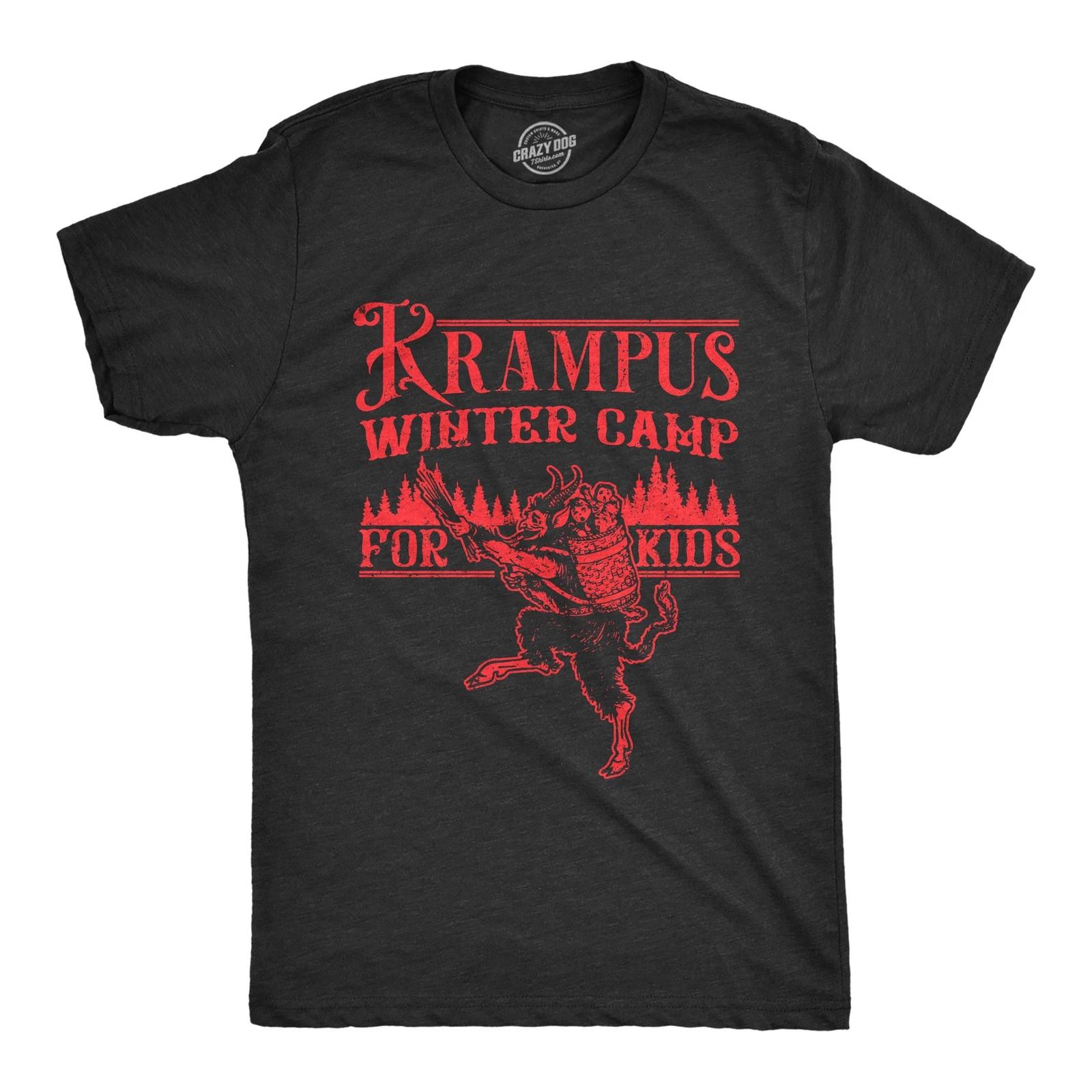 Mens Krampus Winter Camp for Kids T Shirt Funny Xmas Evil Santa Claus Monster XXL