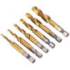 6Pcs HSS Tap Drill Bits Set High Speed Steel Titanium Coated Hex Shank Thread Hand Tool M3‑M10