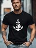 Übergröße Unisex T-Shirt, Entspannt und Lässig, Einfach und Stilvoll, Unisex Anker und Segelboot Muster Sommer Lässig Rundhals Kurzarm T-Shirt