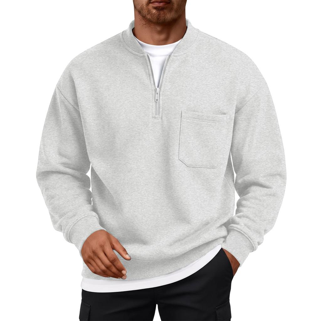 Men's Color Lined Sweatshirt Long Sleeve with Pockets for Fall Winter