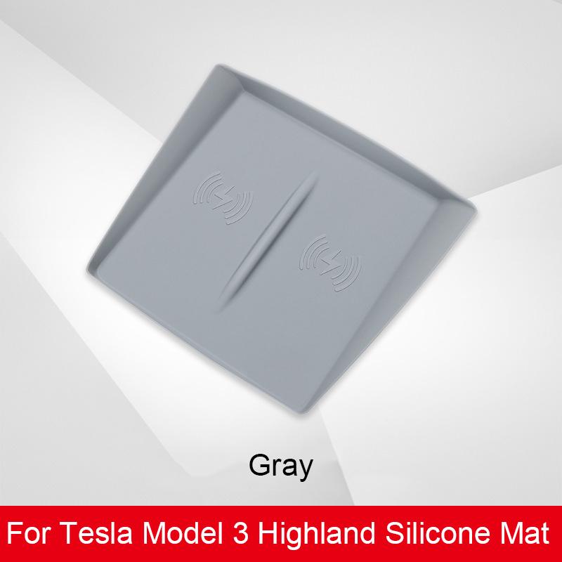 For Tesla Model 3 Highland 2024 Wireless Charging Pad Silicone Mat New Model 3 Center Control Cell Phone Anti-slip Silicone Mat