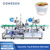 ZS-TB822Q AutoTop Bottom Side Plastic Bucket Labeling Machine Tamper Evident Seal Sticker Labeler For Food Ice Cream