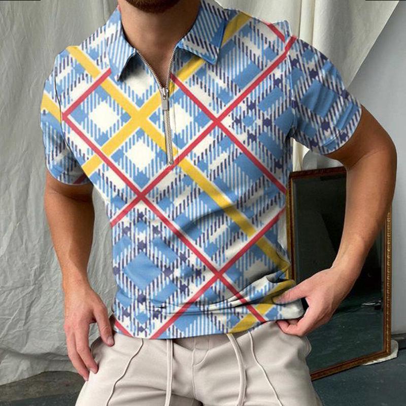 3D-Digitaldruck für Herren, lässiges Kurzarm-Poloshirt, lässiges Sport-Poloshirt für Herren mit Reißverschluss, S-5XL.
