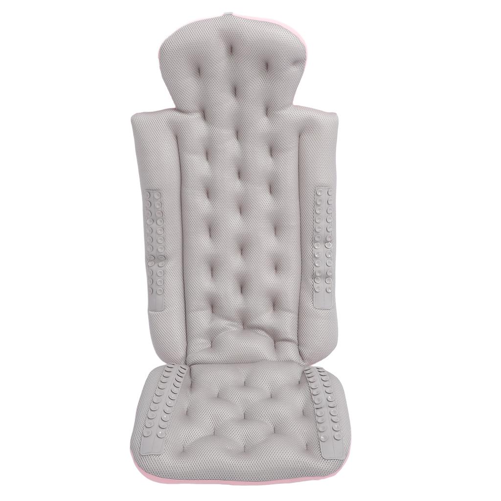 Full Body Bath Pillow Ergonomic Removable Soft Cushioned Bathtub Pillow with Suction Cup for Head Neck Shoulder Support Pink