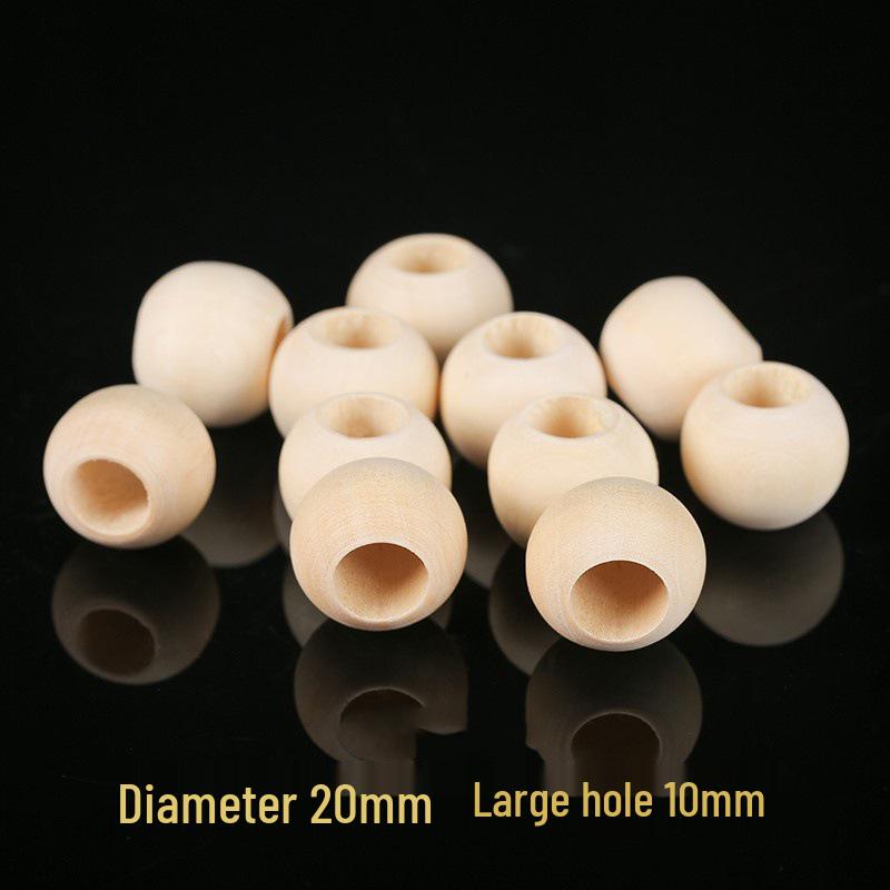 Maple Wood Large Hole Beads for DIY Bracelets - Round Accessories in Drawstring Bag