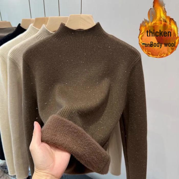 

Женский плюшевый флисовый свитер-водолазка - облегающий крой, пуловер из искусственной норки One Size