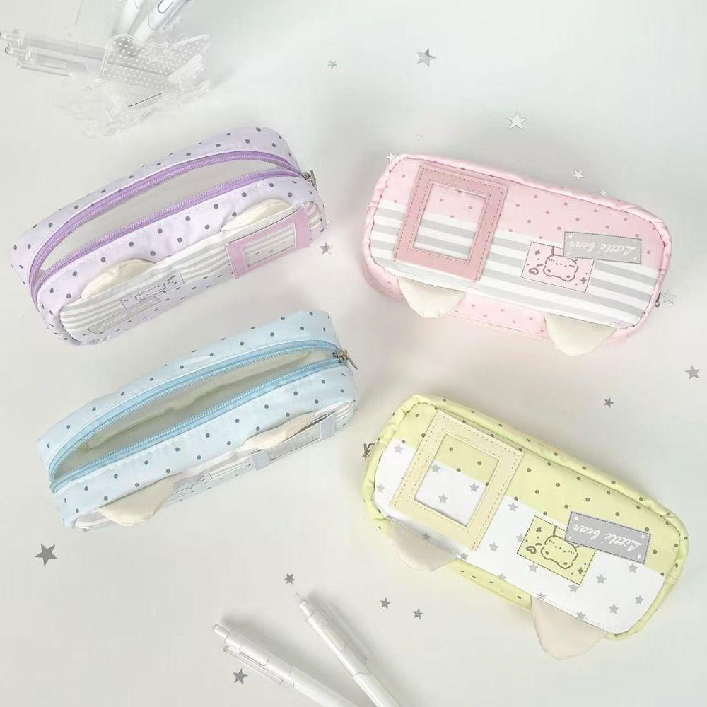 Large Capacity Pencil Case Cat Ears Design Pencil Pouch Portable Stationery Bag  Gift