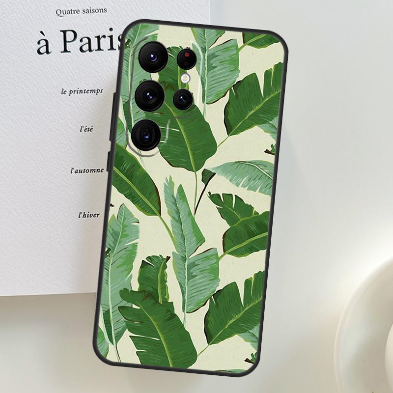 Retro Banana Leaf Plant Case For Samsung Galaxy S26 Ultra S25 S24 S23 S21 S22 Ultra S10 S20 Plus S25 FE Phone Cover